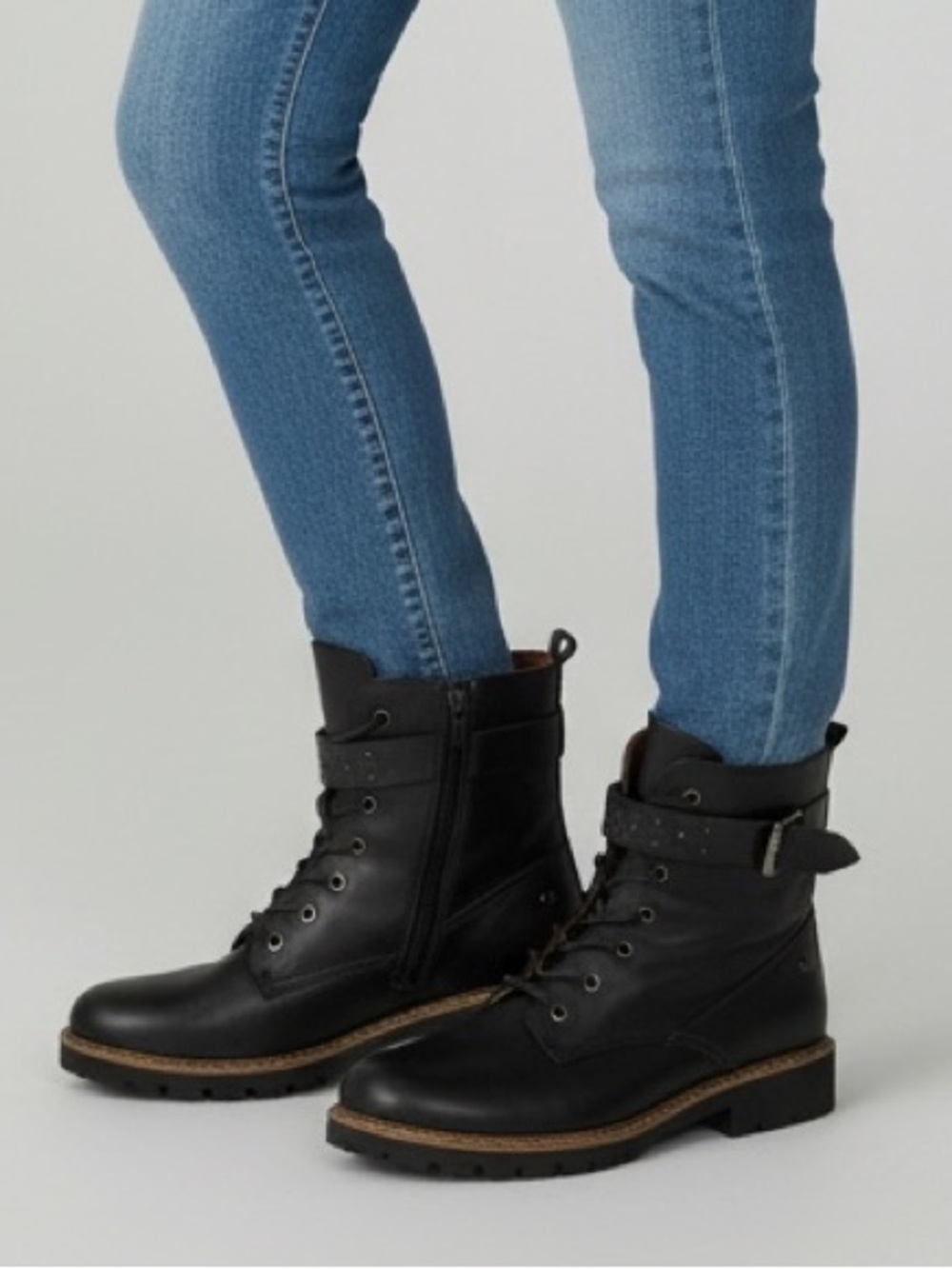 Pikolinos Black Leather Vicar Combat Lace Up Boots Size 9.5
